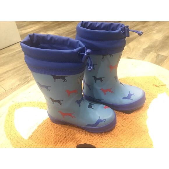 Hatley Toddler Boys Size 9 Red/Blue Dogs Sherpa Fleece Rain Boots. EUC - Picture 7 of 12